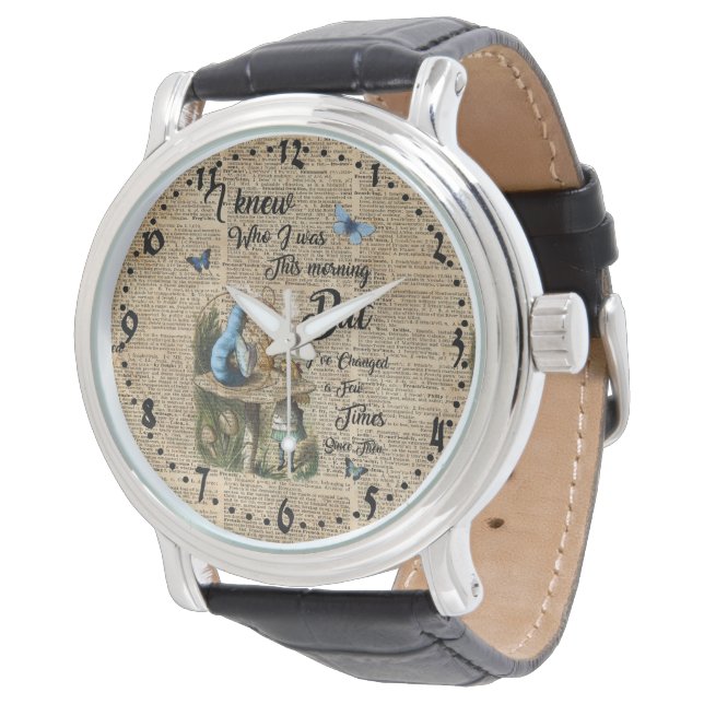 Alice i Wonderland Quote Vintage Dictionary Art Armbandsur (Vinklad)
