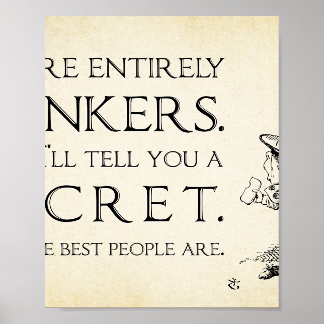 Alice i Wonderland Quote - Youre All Bonkers Poster (Framsidan)