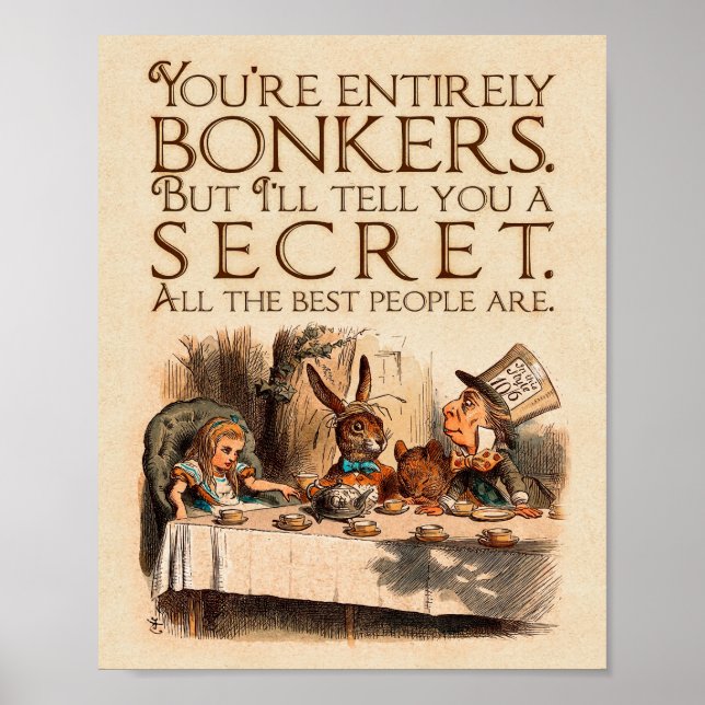Alice i Wonderland Quote - Youre All Bonkers Poster (Framsidan)