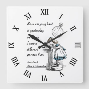 Alice i Wonderland Quotes Watch Fyrkantig Klocka