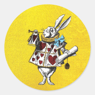 Alice i Wonderland Rabbit på Guld Runt Klistermärke