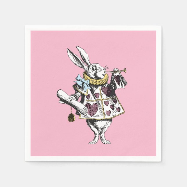 Alice i Wonderland Rabbit Rosa Pappersservett (Framsidan)