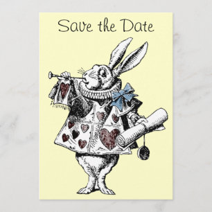 Alice i Wonderland Rabbit Save Date Card Spara Datumet