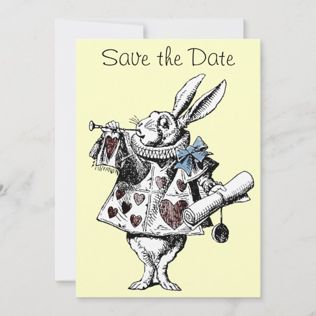 Alice i Wonderland Rabbit Save Date Card Spara Datumet (Framsida)