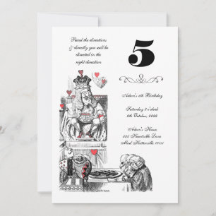Alice i Wonderland Red Hearts Tea Party Birthday Inbjudningar