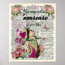 Alice i Wonderland Red Queen Dictionary Art