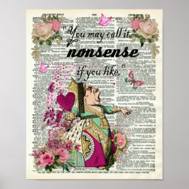 Alice i Wonderland Red Queen Dictionary Art Poster