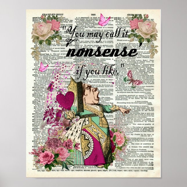 Alice i Wonderland Red Queen Dictionary Art Poster (Framsidan)