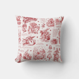Alice i Wonderland Red Toile Quotes Kudde