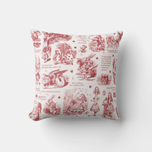 Alice i Wonderland Red Toile Quotes Kudde