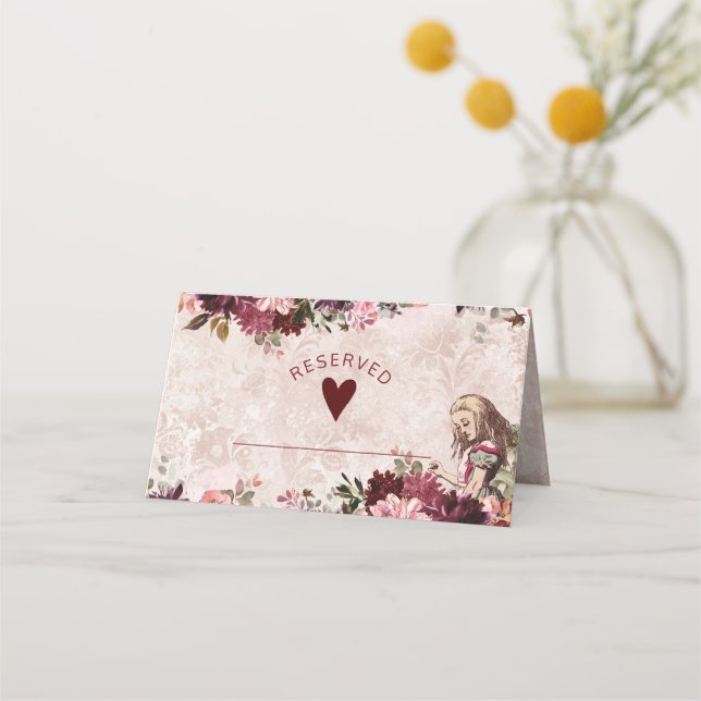 Alice i Wonderland Reserved Seating Bröllop Placeringskort (Framsida)