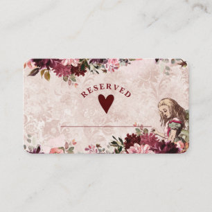 Alice i Wonderland Reserved Seating Bröllop Placeringskort