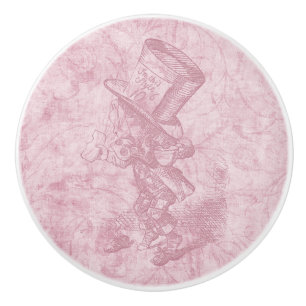 Alice i Wonderland Rosa Blommigt Art Mad Hatter Knopp