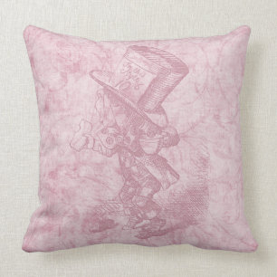 Alice i Wonderland Rosa Blommigt Art Mad Hatter Kudde