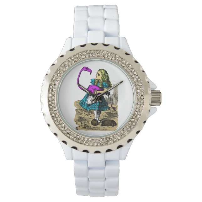 Alice i Wonderland Rosa Flamingo Wrist Watch Armbandsur (Framsida)