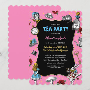 Alice i Wonderland Rosa Tea Party Inbjudningar