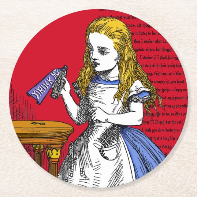 + Alice i Wonderland + Round Papper Underlägg Rund (Framsidan)