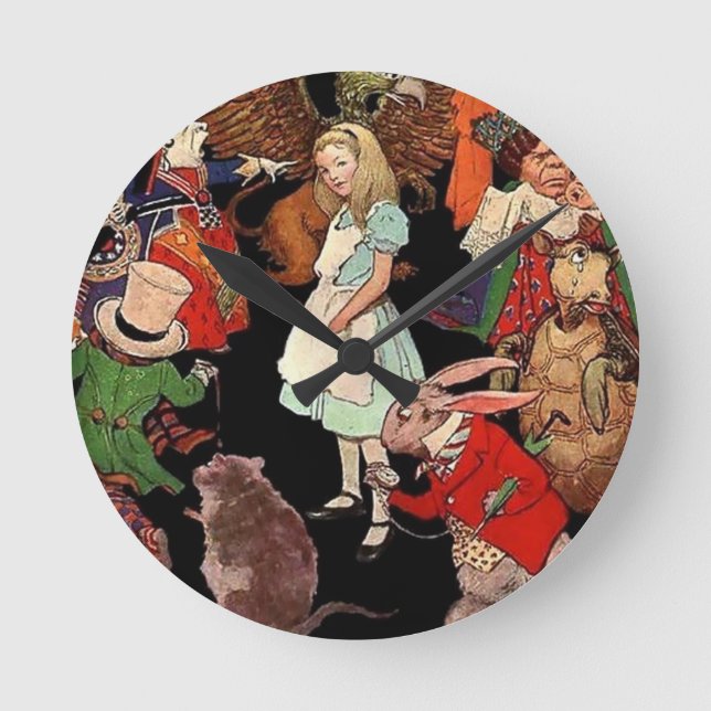 Alice i Wonderland Rund Klocka (Framsida)