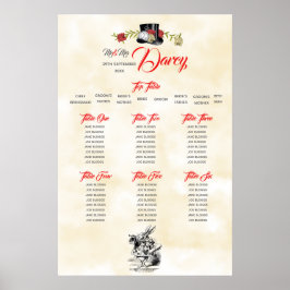 Alice i Wonderland Seating Chart med Top Bord Poster