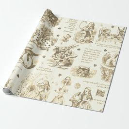 Alice i Wonderland Sepia Beige Toile-citat Presentpapper