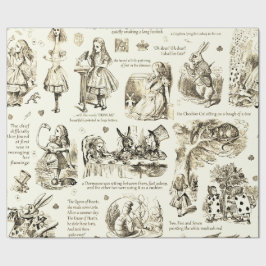 Alice i Wonderland Sepia Beige Toile-citat Presentpapper