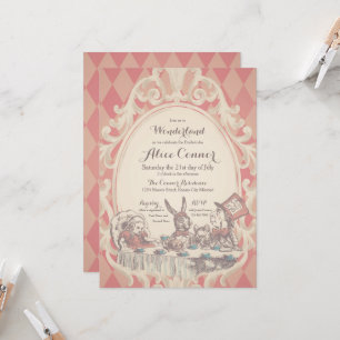 Alice i Wonderland Shower-inbjudningar ROSA Inbjudningar