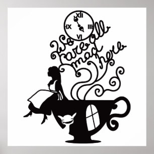 Alice i Wonderland. Silhouette-illustration Poster