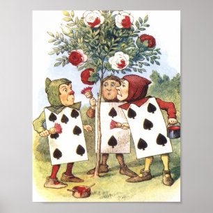 Alice i Wonderland Spade Cards Träd Poster
