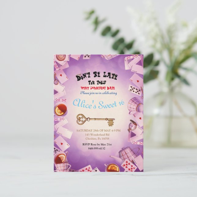 Alice I Wonderland Spara Datum Inbjudningar Anno (Stående Fram)