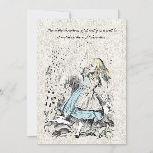 Alice i Wonderland Spelkort Födelsedagsfest Inbjudningar (Framsida)