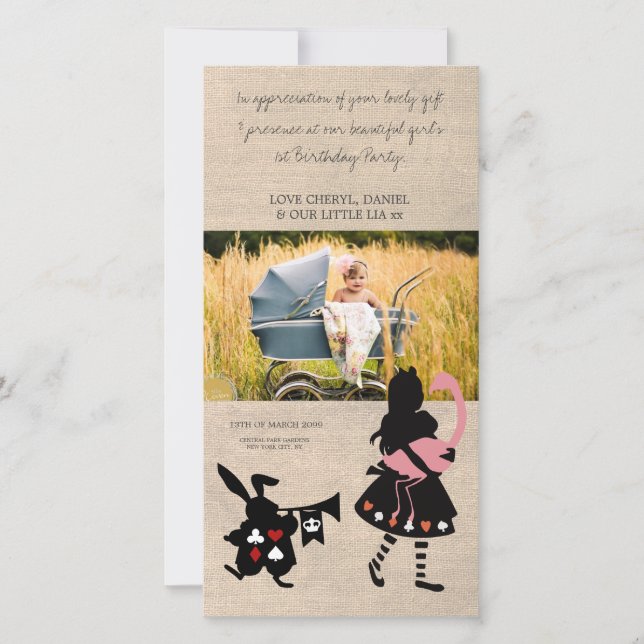 Alice i Wonderland Tack Baby fotokort (Framsida)