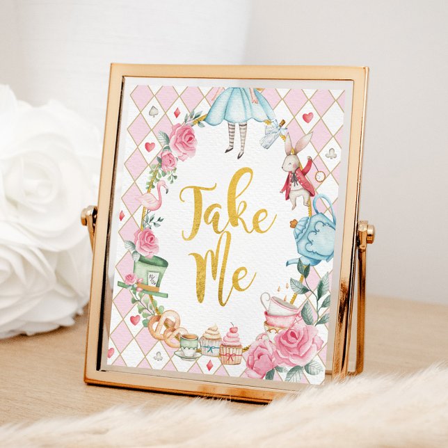 Alice i Wonderland TAKE ME Party favors Sign Poster (Skapare uppladdad)