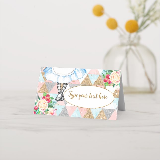 Alice i Wonderland Tält Place Card Placeringskort (Framsida)