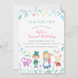 Alice i Wonderland Tea för två födelsedag Inbjudningar