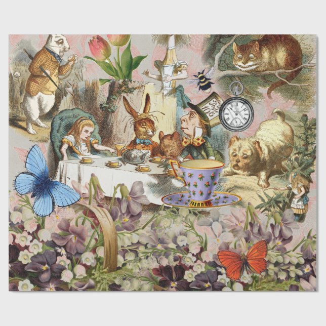 Alice i Wonderland Tea Party Art Presentpapper (Platt)