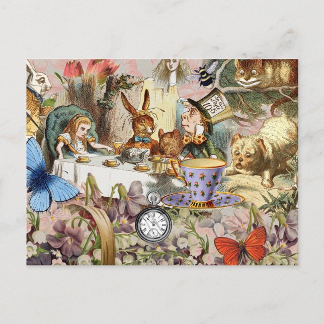 Alice i Wonderland Tea Party Art Vykort (Framsida)