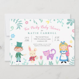 Alice i Wonderland Tea Party Baby Shower Inbjudningar