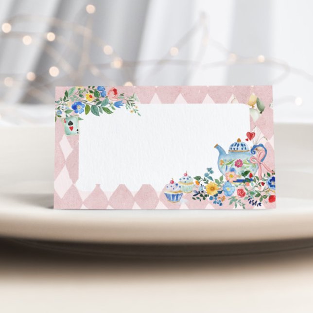 Alice i Wonderland Tea Party Birthday Food Label Kort (Skapare uppladdad)