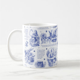 Alice i Wonderland Tea Party Blue Toile-citat Kaffemugg
