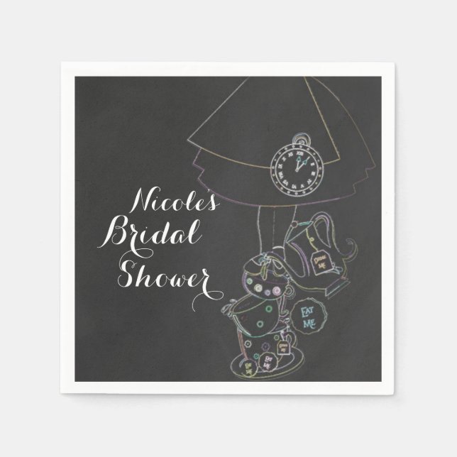 Alice i Wonderland Tea Party Chalkboard Party Pappersservett (Framsidan)