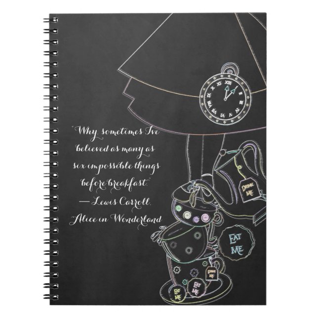 Alice i Wonderland Tea Party Chalkboard Whimsical Anteckningsbok (Framsidan)