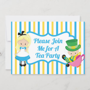 Alice i Wonderland Tea Party födelsedag Inbjudningar