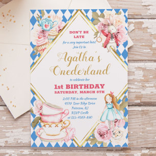 Alice i Wonderland Tea Party födelsedag Inbjudningar