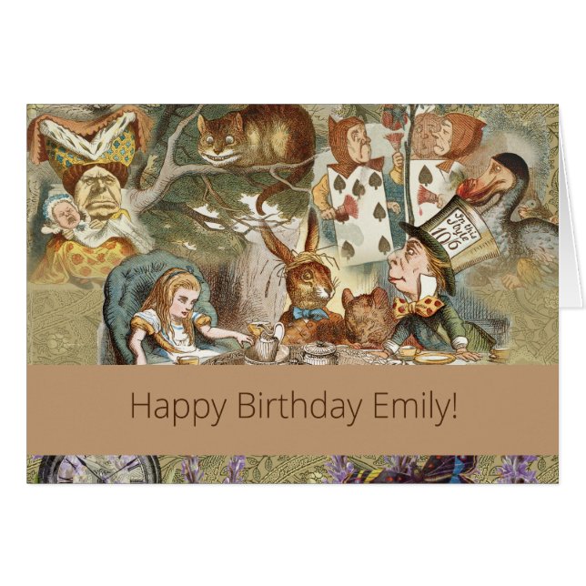 Alice i Wonderland Tea Party Guests Hälsningskort (Framsidan Horizontal)