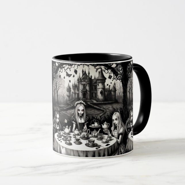 Alice i Wonderland tea party i Gothic Art stil Mugg (Framsida höger)
