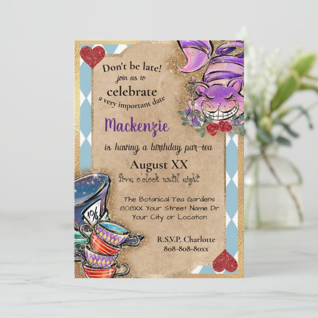Alice i Wonderland Tea Party Inbjudningar (Stående Fram)
