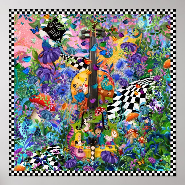 Alice i Wonderland Tea Party Square Poster Juleez (Framsidan)