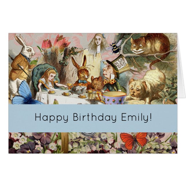 Alice i Wonderland tea party-tecken Hälsningskort (Framsidan Horizontal)