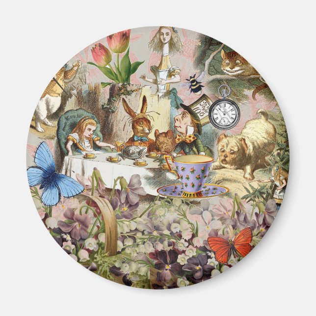 Alice i Wonderland tea party-tecken Magnet (Framsidan)