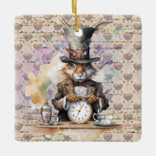 Alice i Wonderland-temat för kaninprydnaden Julgransprydnad Keramik